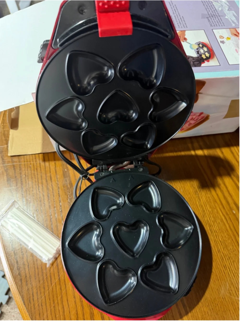 Homemade Multiplate Cake Pop Maker Heart Shapes Red Removable Plates Unused